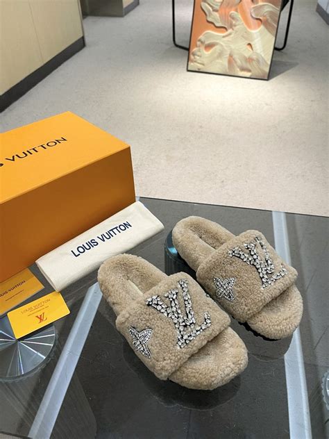 louis vuitton lock it flat mule|louis vuitton fuzzy slides.